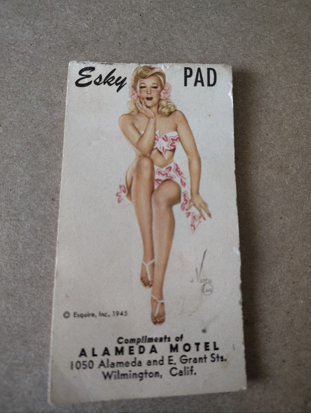 Vintage 1945 Alberto Vargas Esquire Pinup Esky Pad Alameda Motel Wilmington CA